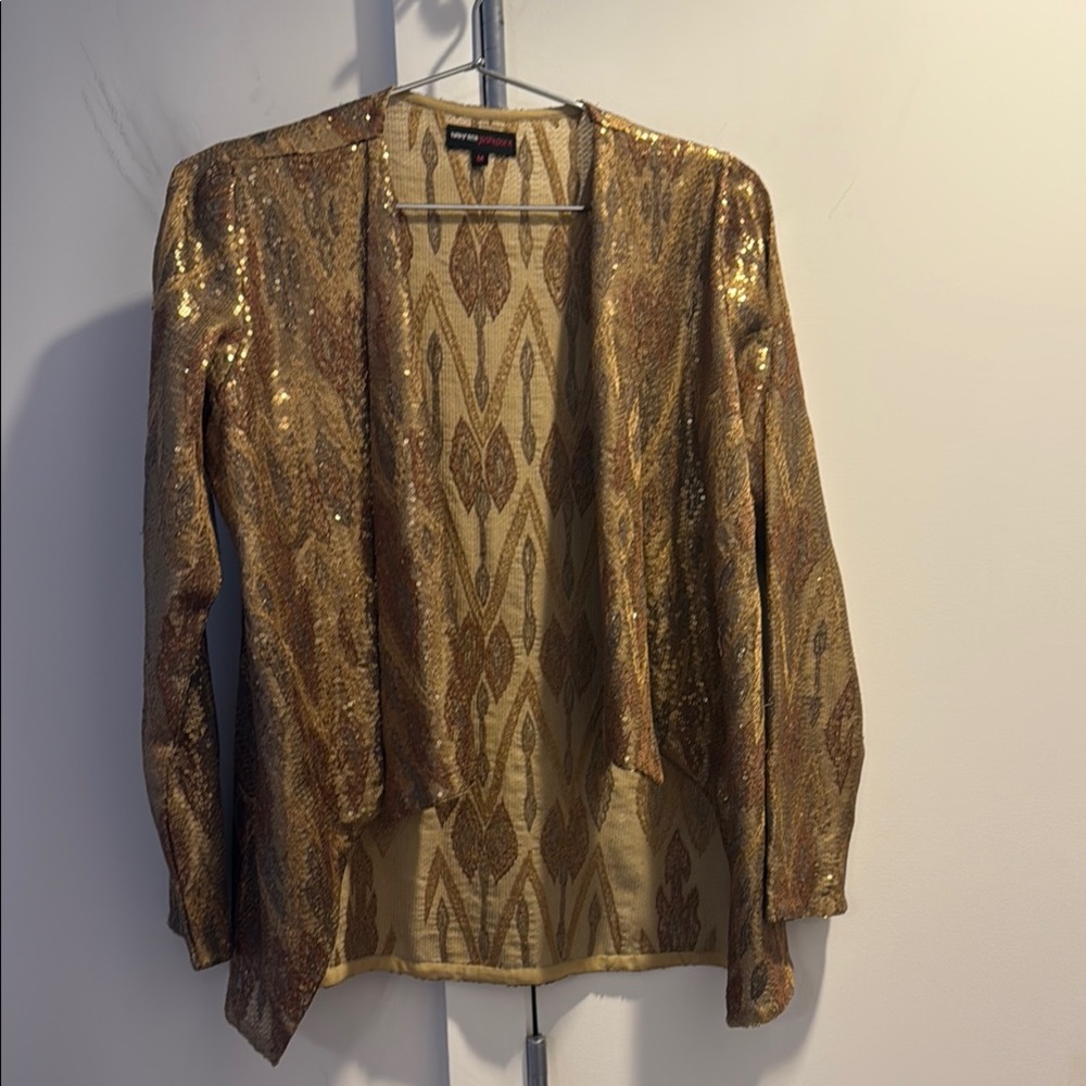 Gold Sequin Patterned Blazer
